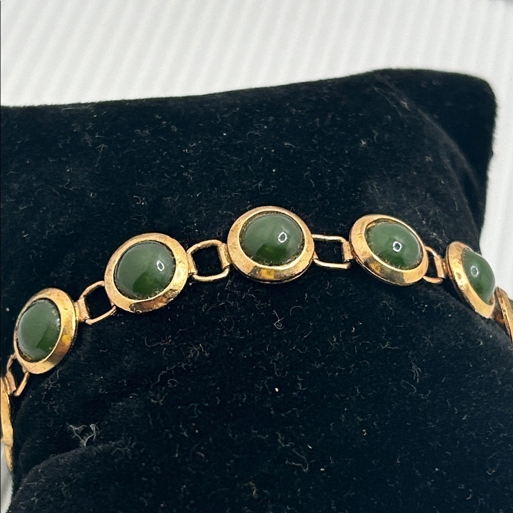 Zai-der Vintage Green Stone Gold-Tone Linked Bracelet - Women Jewelry
